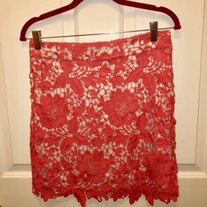 LOFT Coral lace pencil skirt W2P